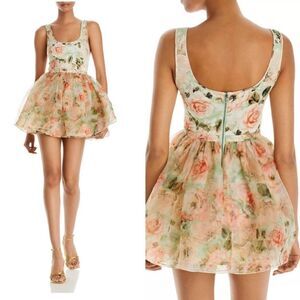 NWT Alice + Olivia Chara Sleeveless Scoop Neck Mini Morningside Floral $495